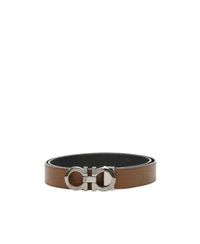 Ferragamo Double-sided Belt In Gray
