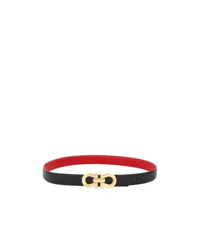 Ferragamo Double-sided Gancini Belt In Black