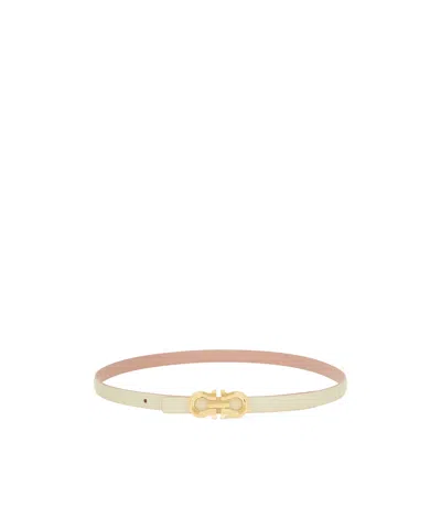 Ferragamo Double-sided Gancini Belt In Nude