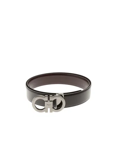 Ferragamo Double-sided Horse Collar Buckle Belt In Black
