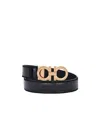Ferragamo Double-sided Logo Buckle Belt In Black