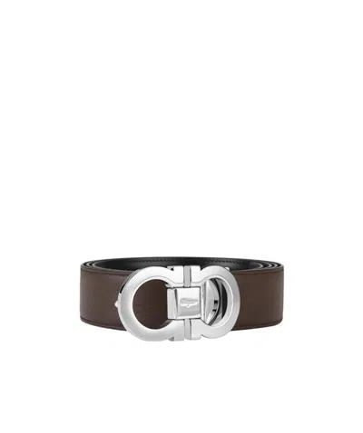 Ferragamo Double-sided Logo Buckle Belt In Brown