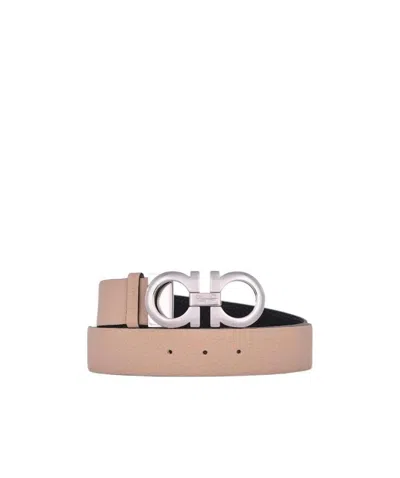 Ferragamo Double-sided Logo Buckle Belt In Nude