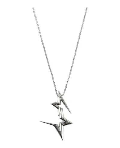 Ferragamo Double Star Pendant Necklace In Silver