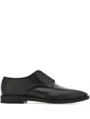 Ferragamo Double-stitched Leather Derby Shoes In Black