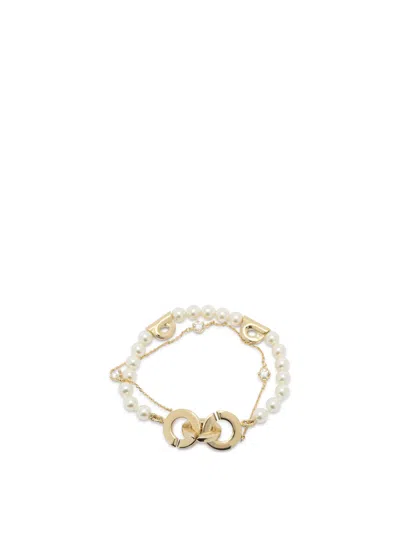 Ferragamo Women Double Strand Bracelet With Pearls In Gold