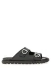 Ferragamo Gancini Leather Sandals In Black