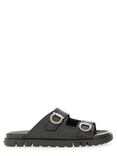 Ferragamo Double-strap Sandals In Black