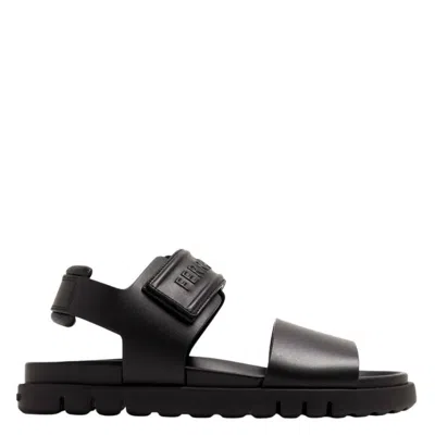 Ferragamo Double Strap Sandals In Black