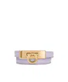 Ferragamo Gancini Double-twist Leather Bracelet In Lavander