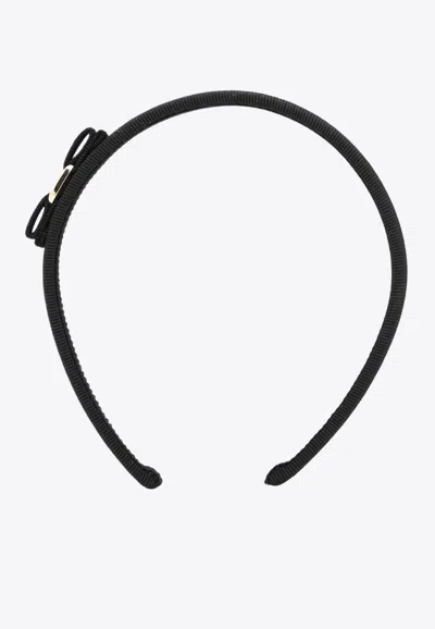 Ferragamo Double Vara Bow Headband In Black