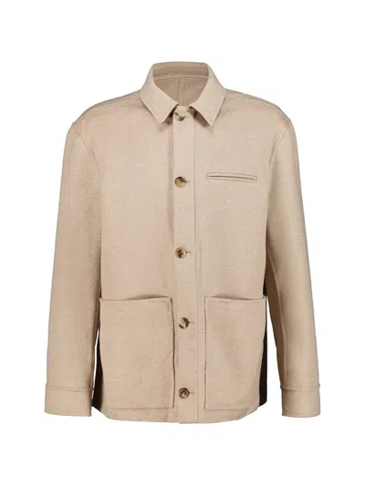 Ferragamo Double Wool And Cashmere Blouson In Neutral
