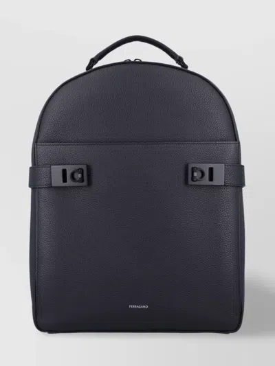 FERRAGAMO DOUBLE ZIP LEATHER BACKPACK
