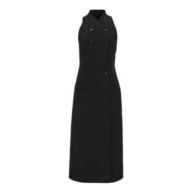 Ferragamo Double-breasted Sleeveless Dress In Black