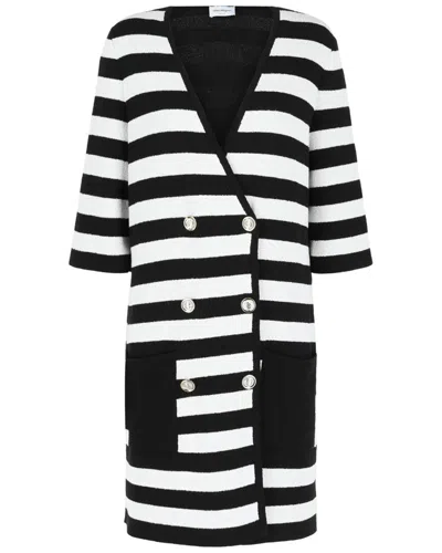 Ferragamo Double-breasted Striped-print Dress In Black