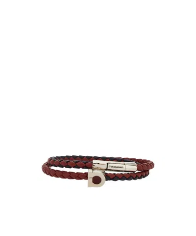 Ferragamo Double-loop Bracelet With Buckle In Brown