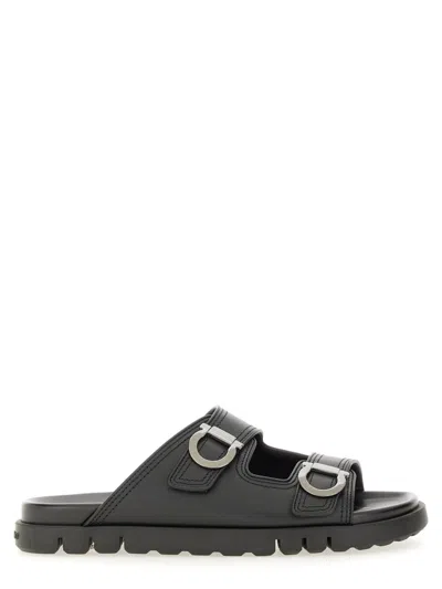 Ferragamo Double-strap Sandal In Black