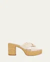 Ferragamo Douglas Padded Leather Espadrille Platform Sandals In Marscapone