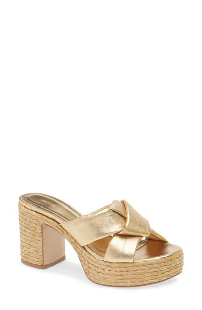 Ferragamo Douglas Platform Slide Sandal In Gold