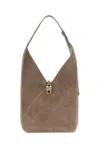 Ferragamo Dove Grey Suede Shoulder Bag In Concrete