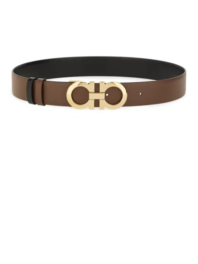 Ferragamo Dpp - Reversible "hooks" Belt In Brown