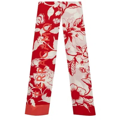 Ferragamo Dragon Print Narrow Strap Silk Headband In Red