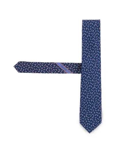 Ferragamo Dragonfly Print Silk Tie In Blue