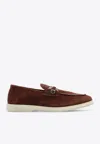 Ferragamo Men's Calfskin Penny Loafers With Gancini Ornament In Brown
