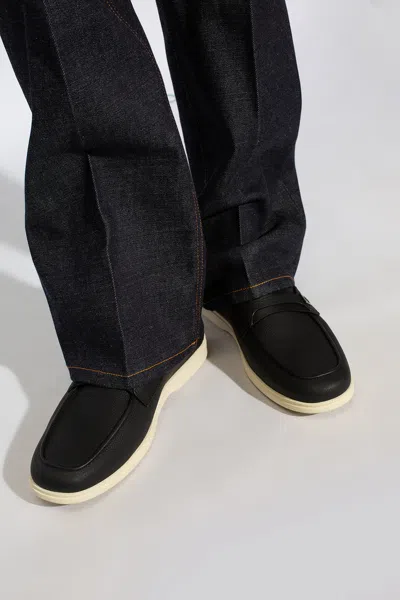Ferragamo Men's Drame Leather Gancio Penny Loafers In Black