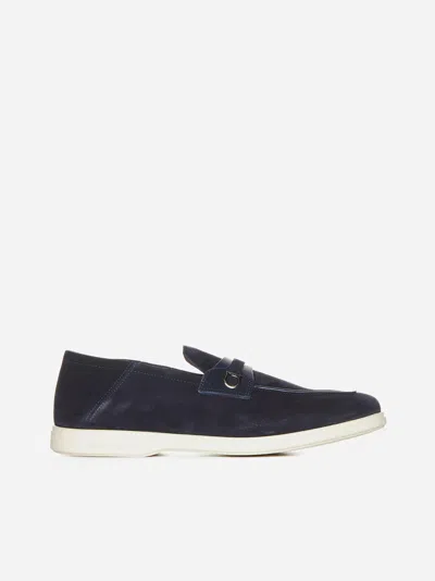 Ferragamo Deconstructed Gancini-detailed Suede Loafers In Black