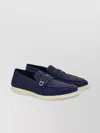 Ferragamo Leather Loafers With Gancini Ornament In Blue