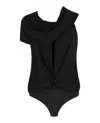 Ferragamo Draped Bodysuit In Black