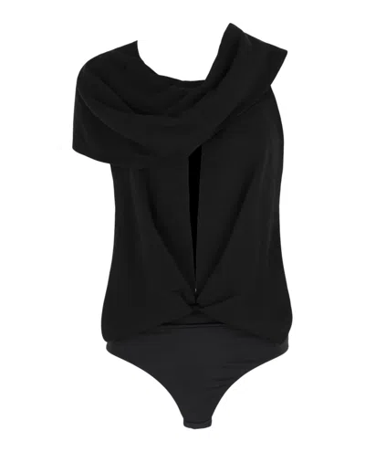 Ferragamo Draped Bodysuit In Black