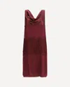 Ferragamo Cowl-neck Lace-insert Midi Dress In Red
