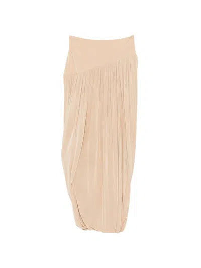 Ferragamo Draped Midi Skirt In Neutral