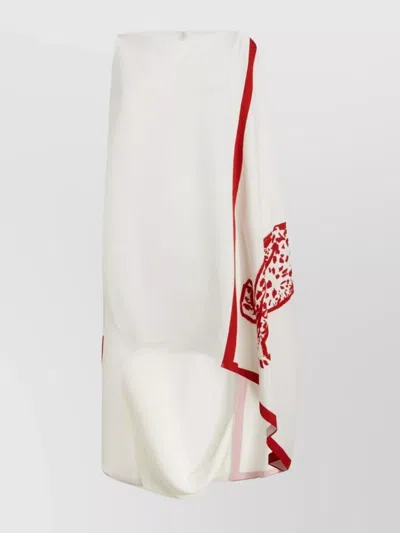 FERRAGAMO DRAPED NECKLINE BOLD PRINT DRESS