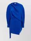 Ferragamo Draped One Shoulder Long Sleeve Dress In Blue