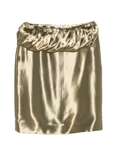 Ferragamo Draped Satin-finish Mini Skirt In Gold