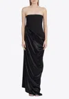 Ferragamo Draped Sleeveless Maxi Dress In Black