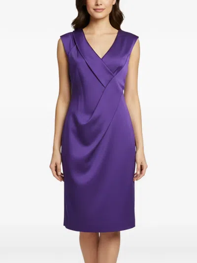Pre-owned Ferragamo Draped V-neck Mini Dress In Purple