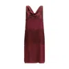 Ferragamo Cowl-neck Lace-insert Midi Dress In Burgundy