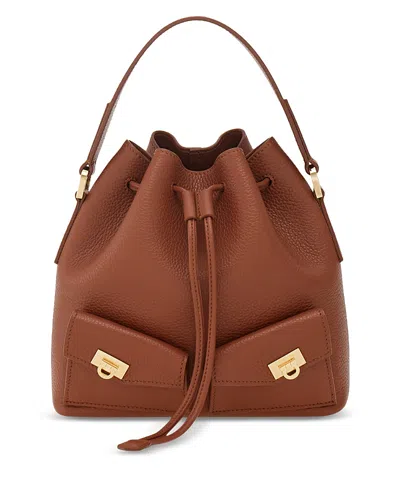 Ferragamo Drawstring Bucket Bag In Brown