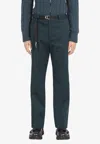 Ferragamo Drawstring Tailored Pants In Dark Green