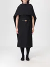 Ferragamo Robe Avec Cape Noir In Black