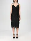 Ferragamo Crocheted Silk-blend Midi Halter Dress In Schwarz