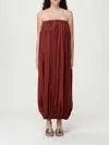 Ferragamo Burgundy Voluminous Bustier Maxi Dress In Red