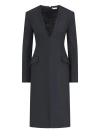 Ferragamo Woman Deep V Coat Dress In Black