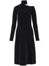 Ferragamo Midi Black Dress With Cut-out And Long Sleeve In Viscose Blend Woman In Black
