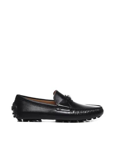Ferragamo Leather Loafers With Round Toe And Sole In Black