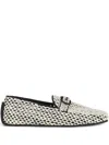 Ferragamo Driver Woven Buckle Loafers In Neutral